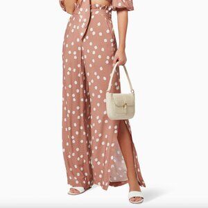 Jonathan Simkhai Kinzley Polka Dot Split Wide Leg Paper Bag Pants